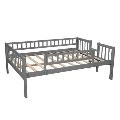 Gray Full Over Full Over Full Contemporary Bunk Bed With Slide - FurniFindUSA