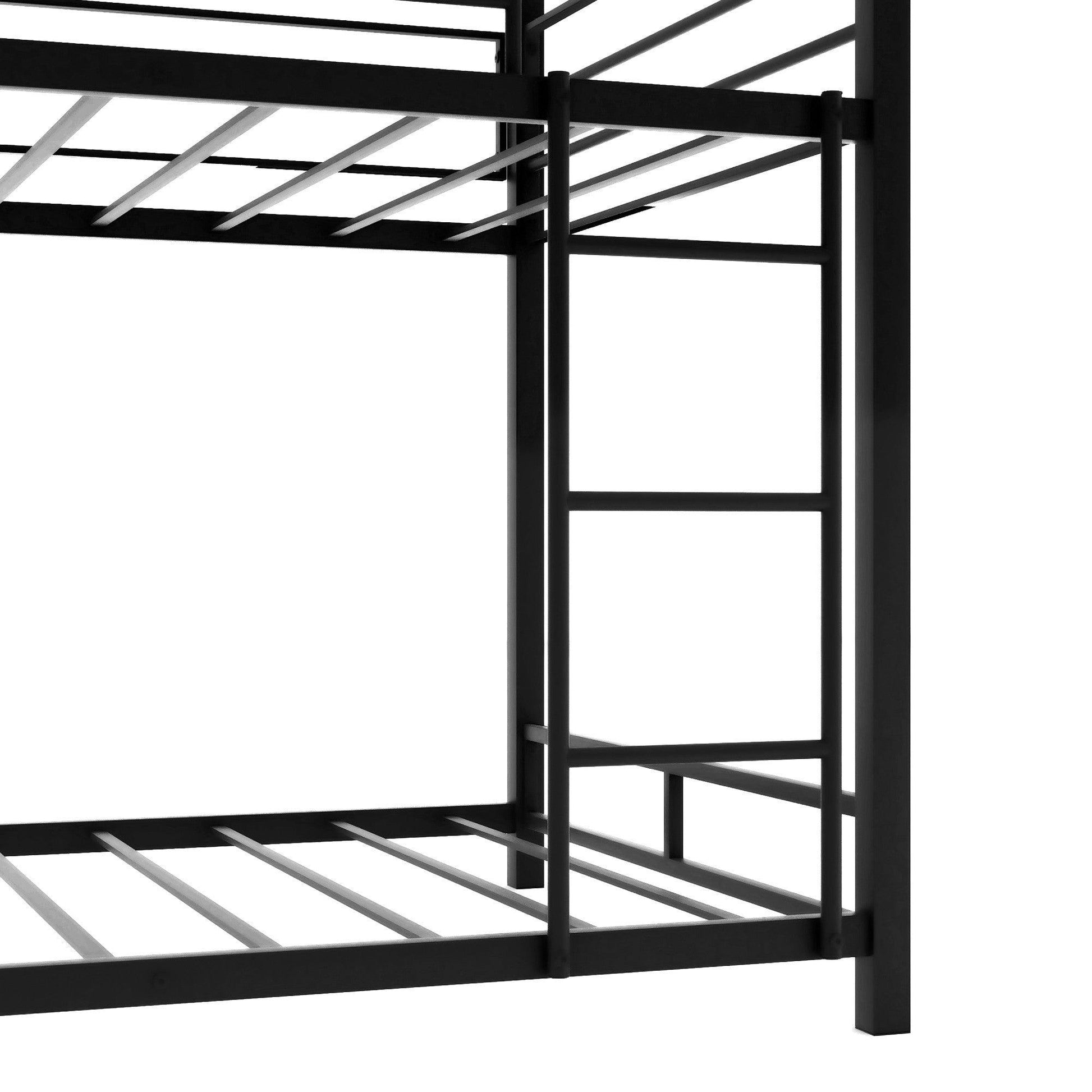 Black Twin Over Twin Over Twin Traditional Bunk Bed - FurniFindUSA