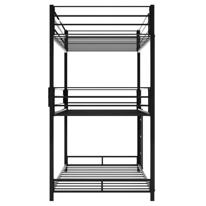 Black Twin Over Twin Over Twin Traditional Bunk Bed - FurniFindUSA