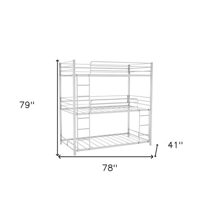 Silver Twin Over Twin Over Twin Traditional Bunk Bed - FurniFindUSA