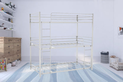Silver Twin Over Twin Over Twin Traditional Bunk Bed - FurniFindUSA