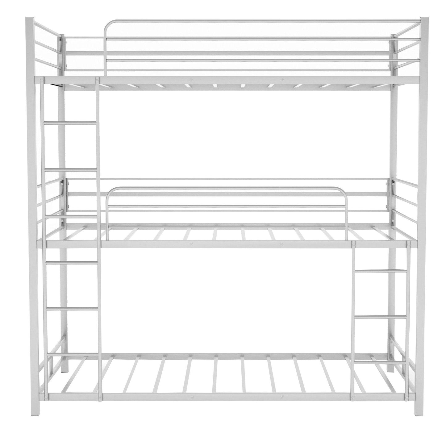 Silver Twin Over Twin Over Twin Traditional Bunk Bed - FurniFindUSA