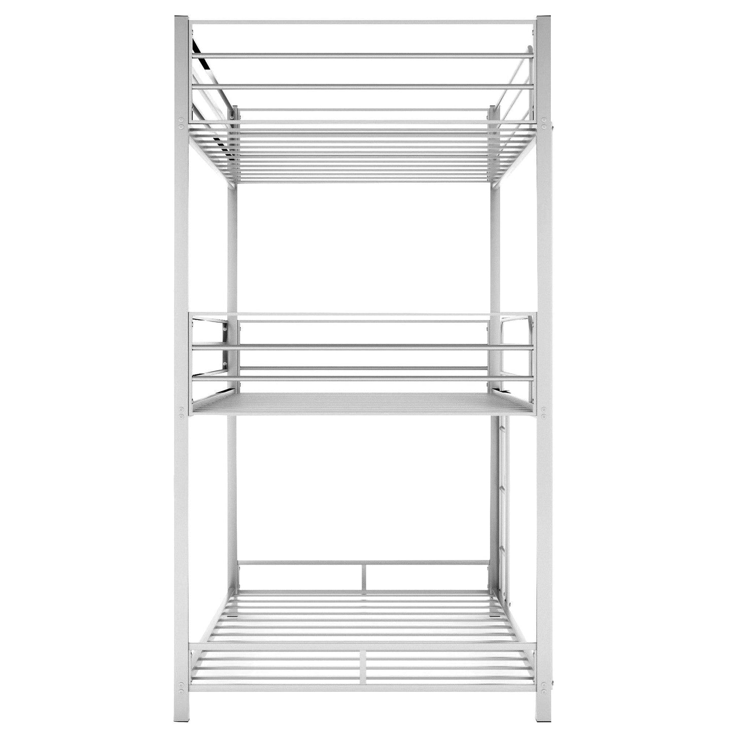 Silver Twin Over Twin Over Twin Traditional Bunk Bed - FurniFindUSA