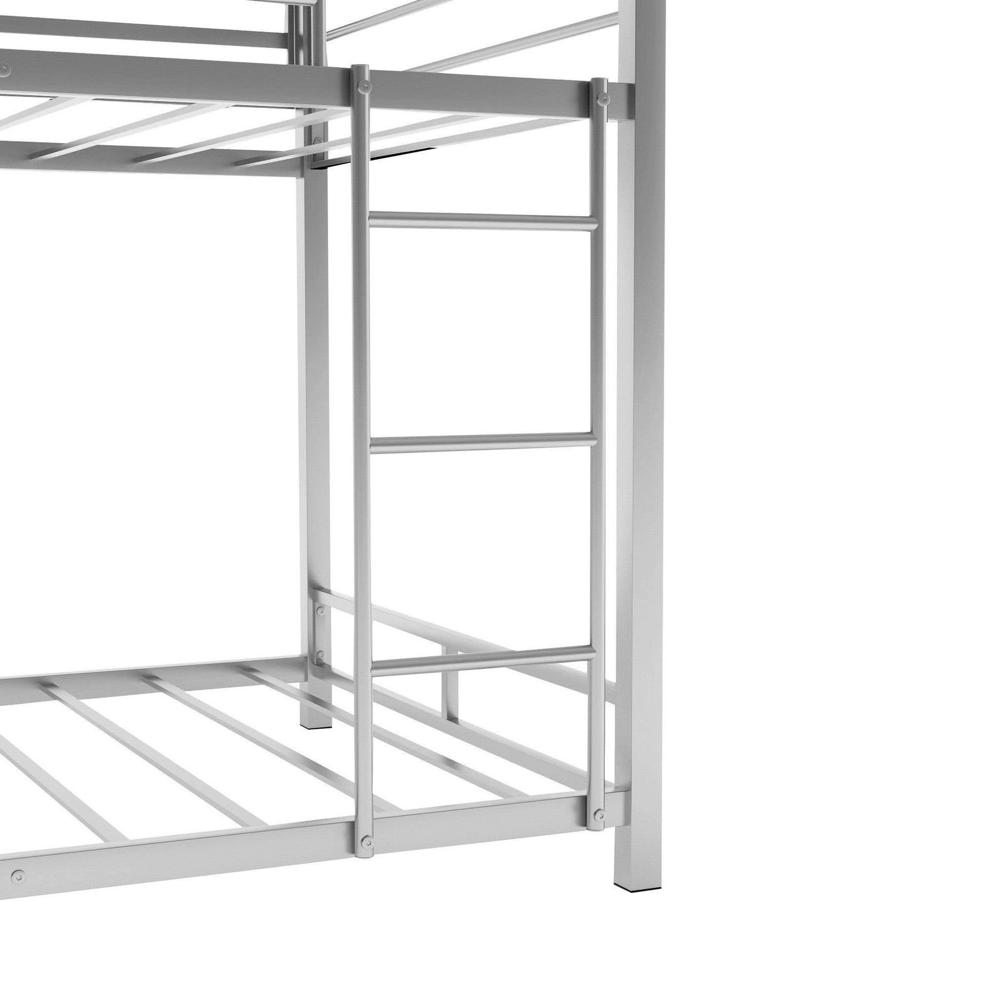 Silver Twin Over Twin Over Twin Traditional Bunk Bed - FurniFindUSA