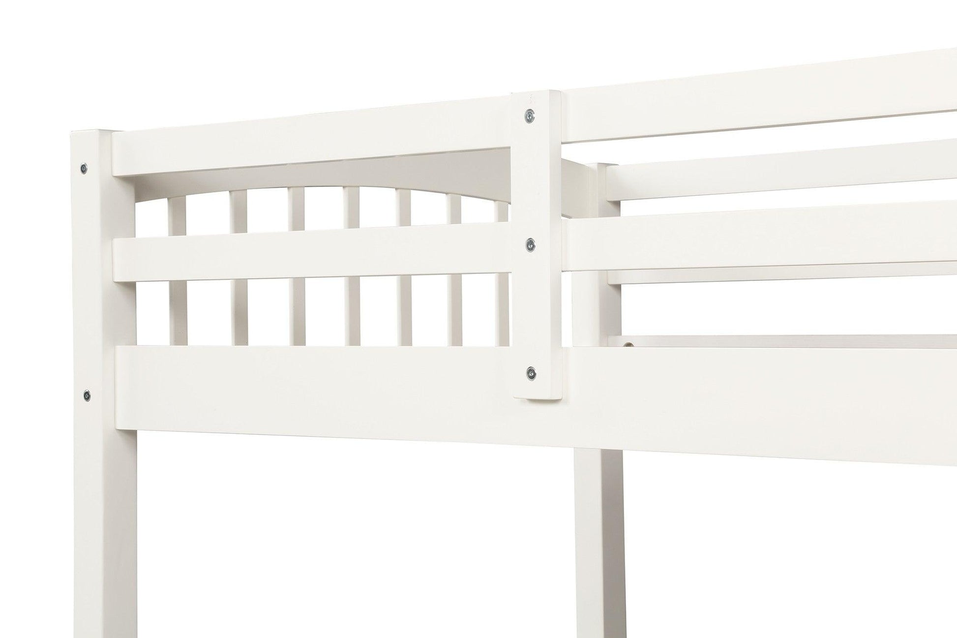 White Twin Over Twin Bunk Bed with Trundle and Drawers - FurniFindUSA