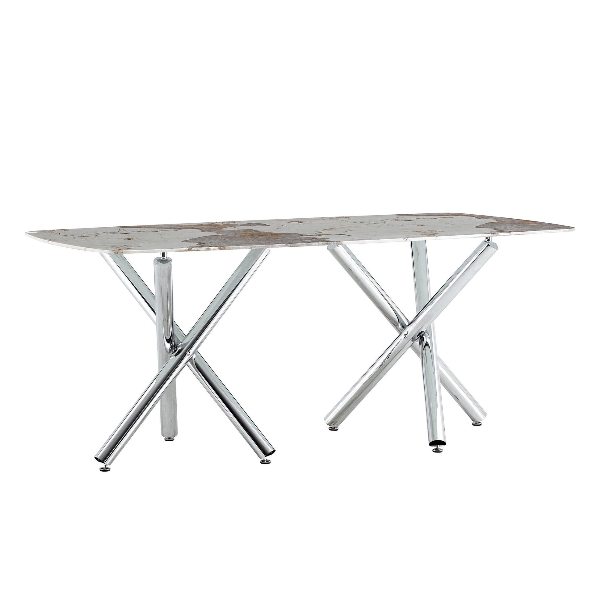 Large modern minimalist rectangular dining table suitable for 6-8 people equipped - FurniFindUSA