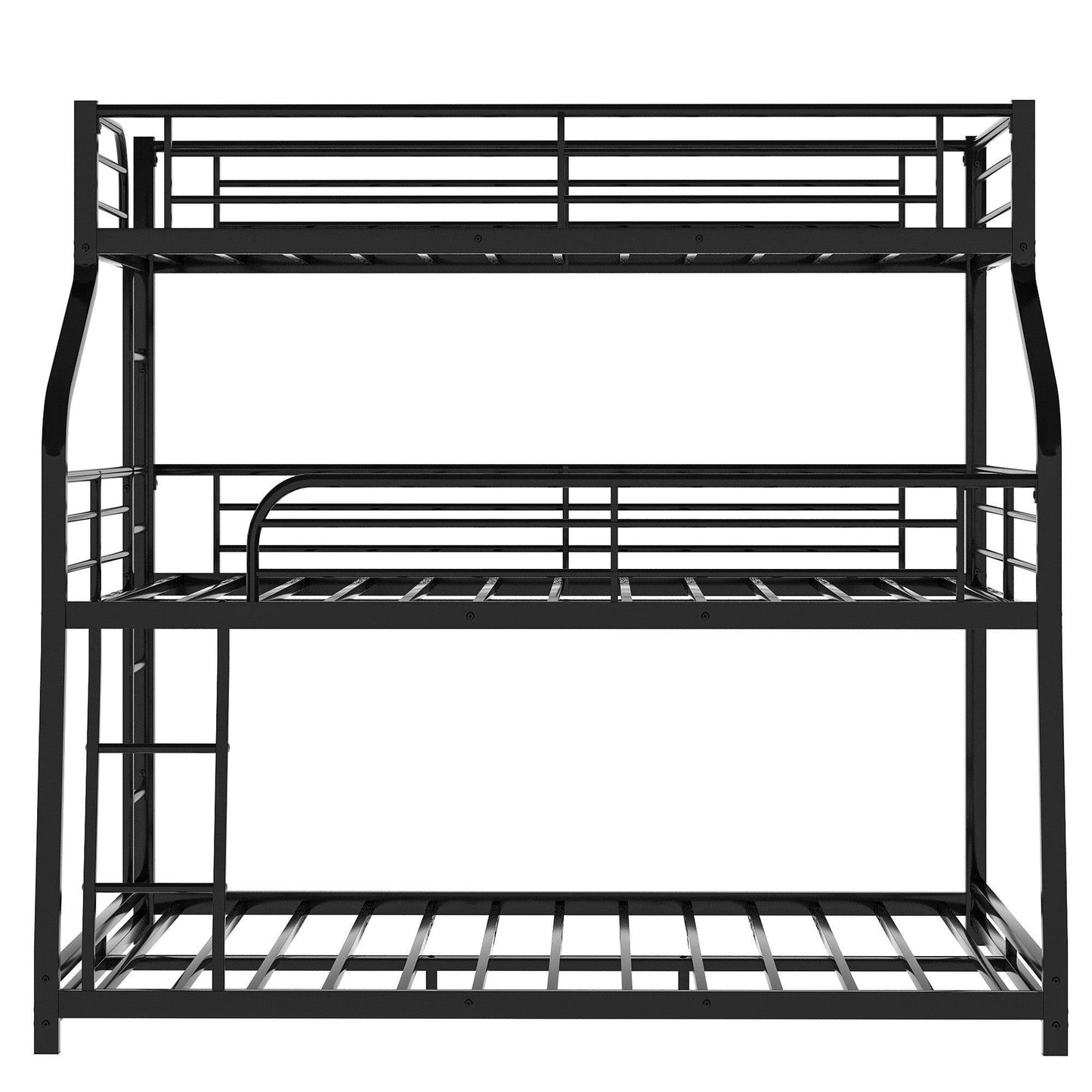 Black Twin XL over Full XL over Queen Size Bunk Bed - FurniFindUSA