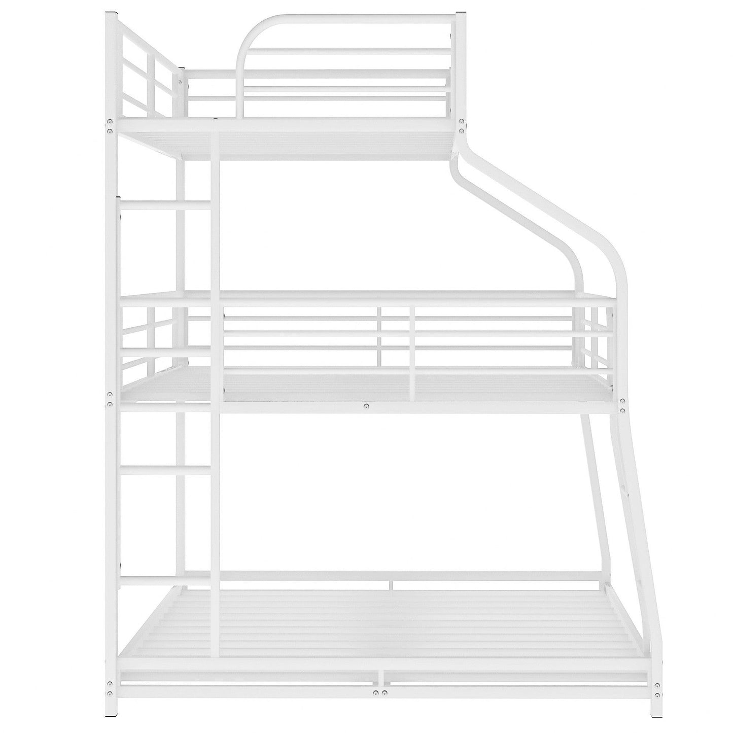 White Twin XL over Full XL over Queen Size Bunk Bed - FurniFindUSA