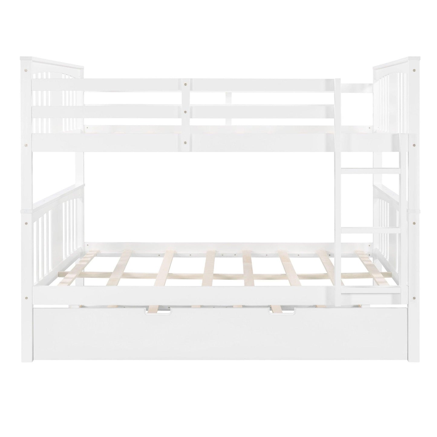 White Double Full Size Over Twin Trundle Bunk Bed - FurniFindUSA