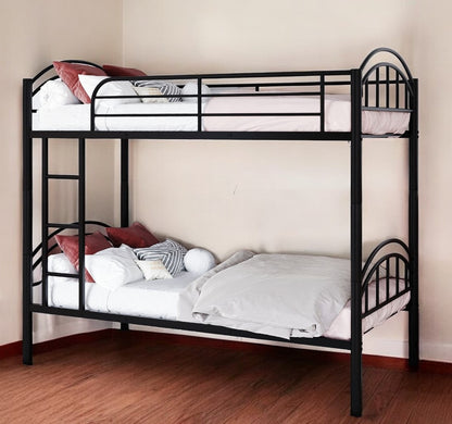 Black Modern Classic Twin Over Twin Metal Bunk Bed