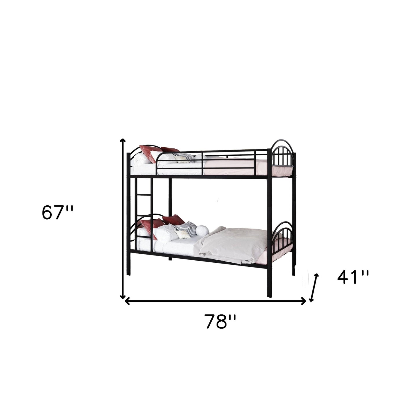 Black Modern Classic Twin Over Twin Metal Bunk Bed