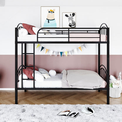 Black Modern Classic Twin Over Twin Metal Bunk Bed - FurniFindUSA