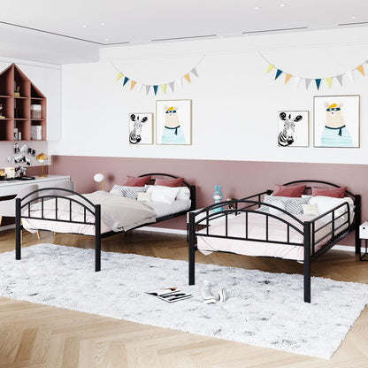 Black Modern Classic Twin Over Twin Metal Bunk Bed - FurniFindUSA