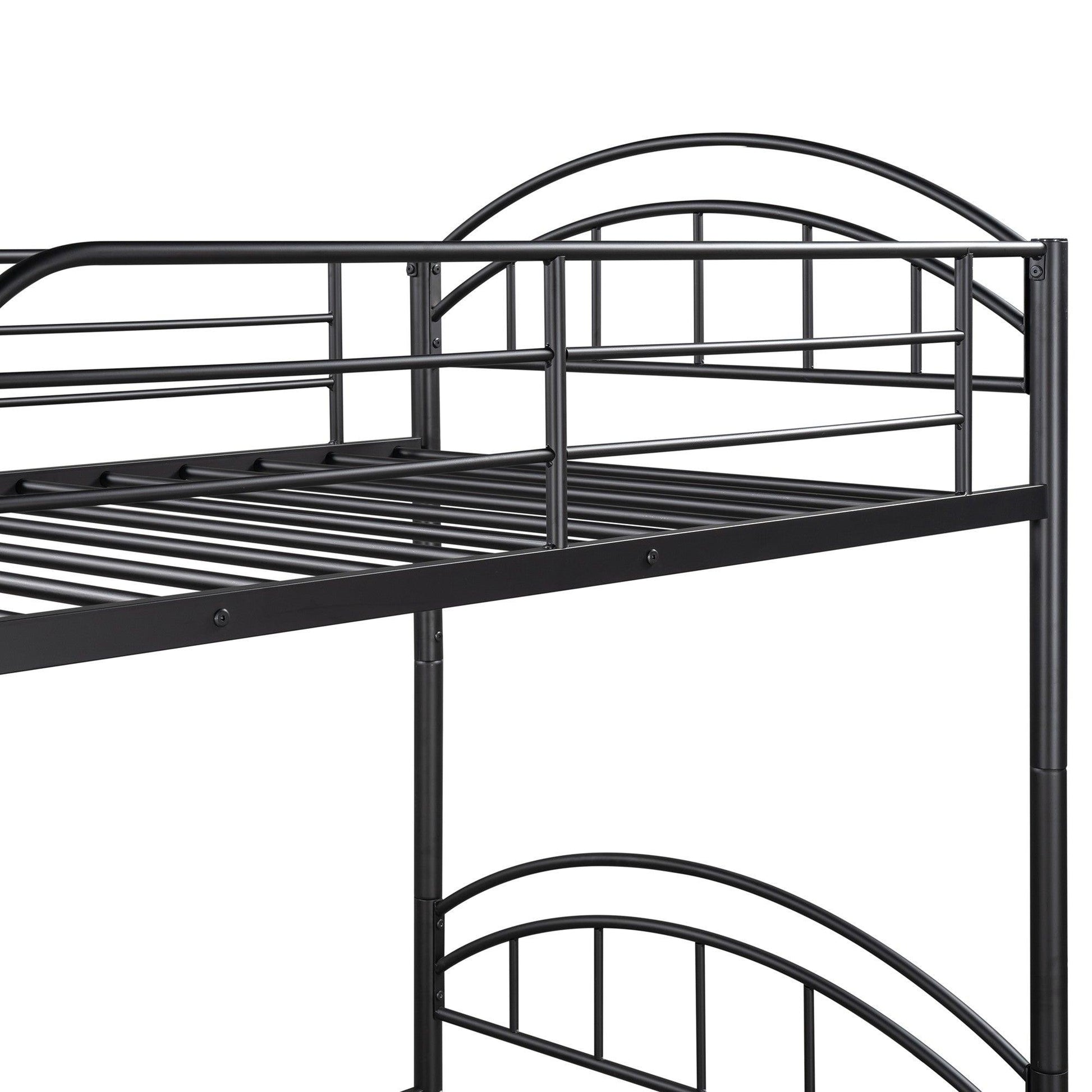 Black Modern Classic Twin Over Twin Metal Bunk Bed - FurniFindUSA