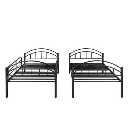 Black Modern Classic Twin Over Twin Metal Bunk Bed - FurniFindUSA