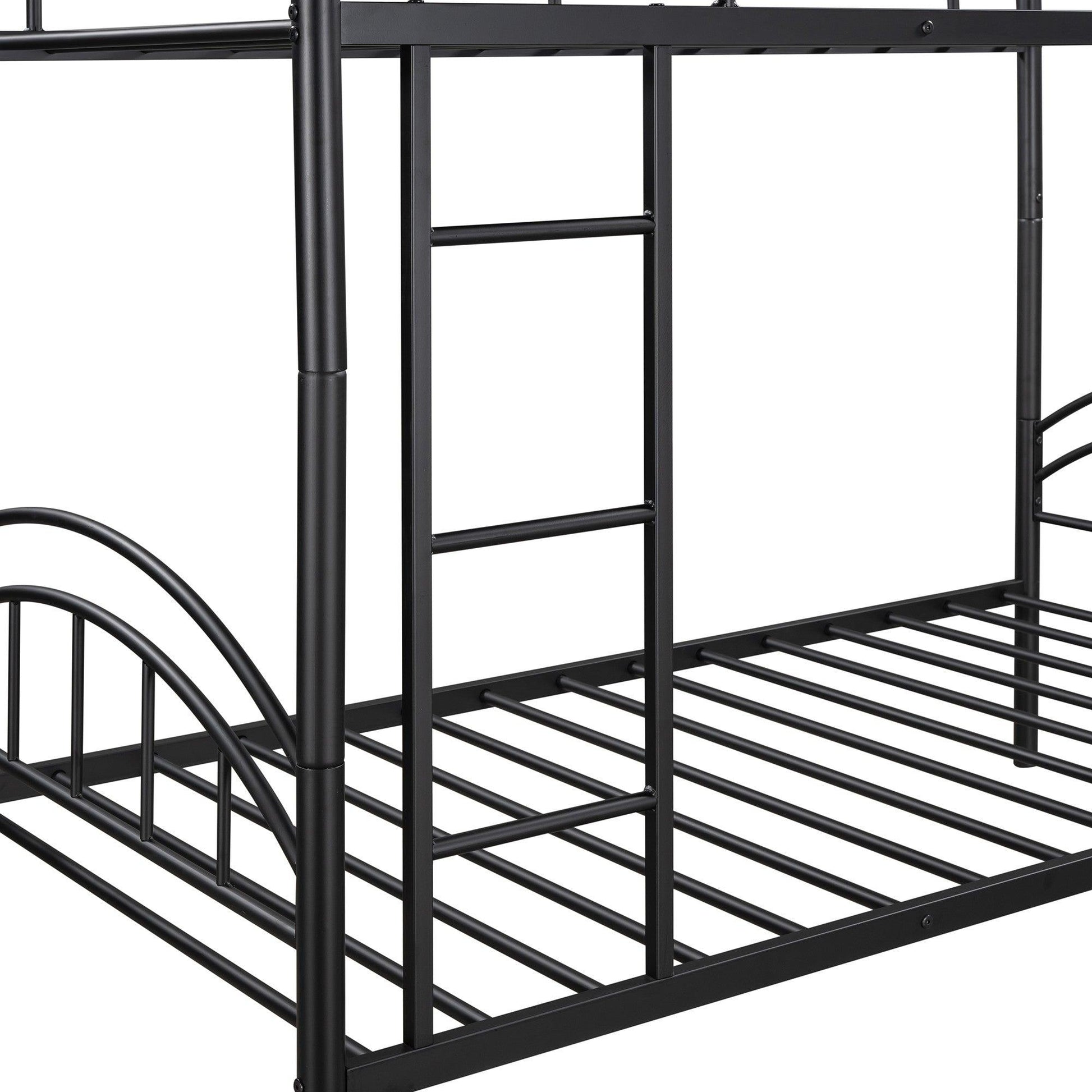 Black Modern Classic Twin Over Twin Metal Bunk Bed - FurniFindUSA