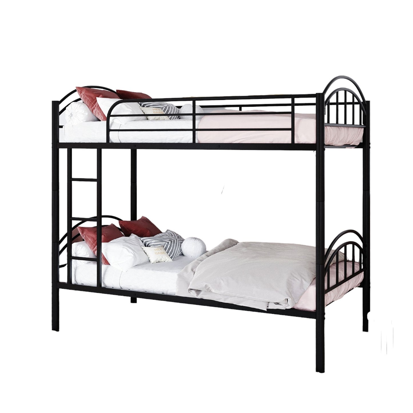 Black Modern Classic Twin Over Twin Metal Bunk Bed