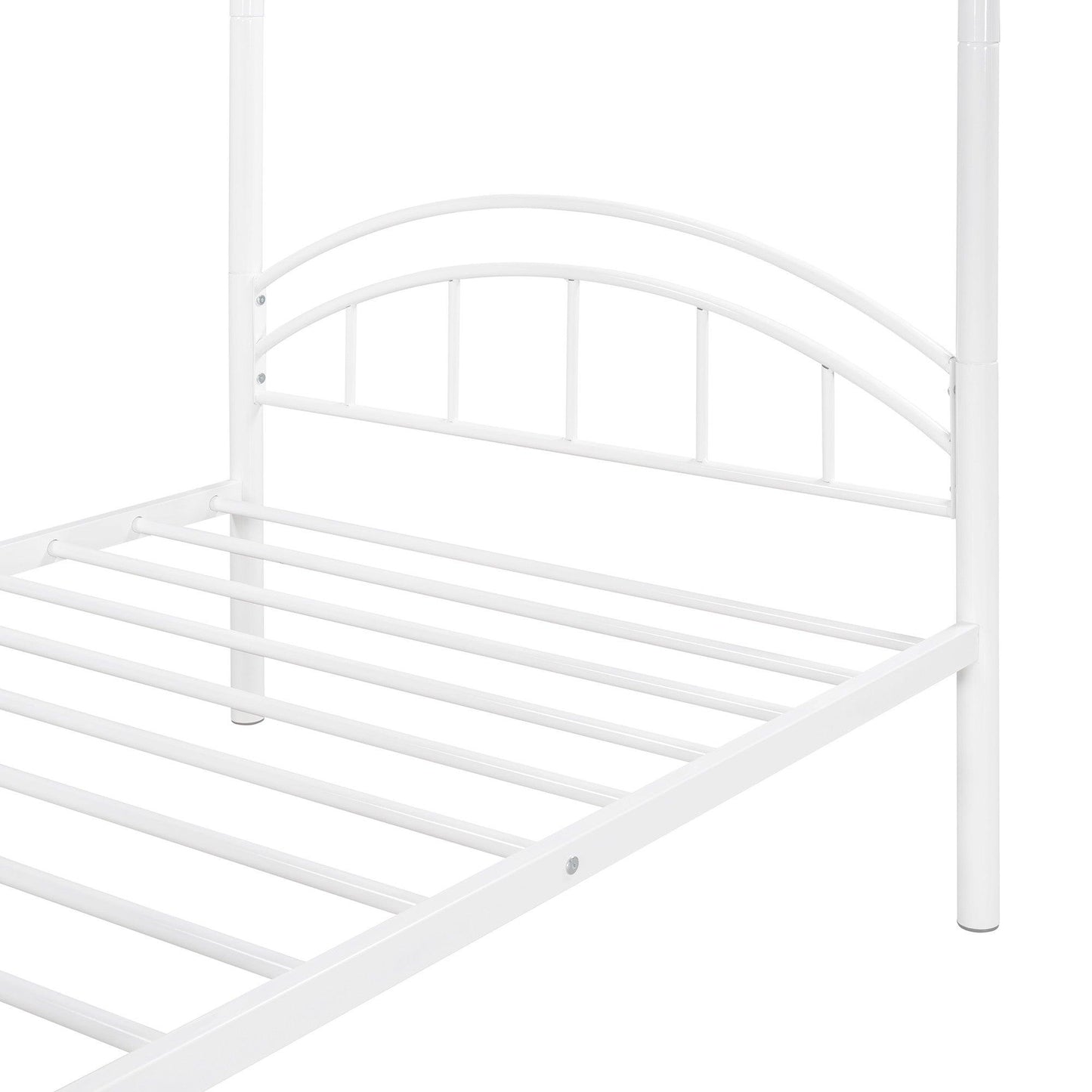 White Modern Classic Twin Over Twin Metal Bunk Bed - FurniFindUSA