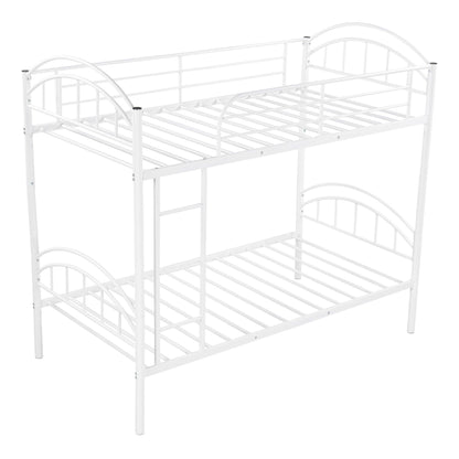 White Modern Classic Twin Over Twin Metal Bunk Bed - FurniFindUSA