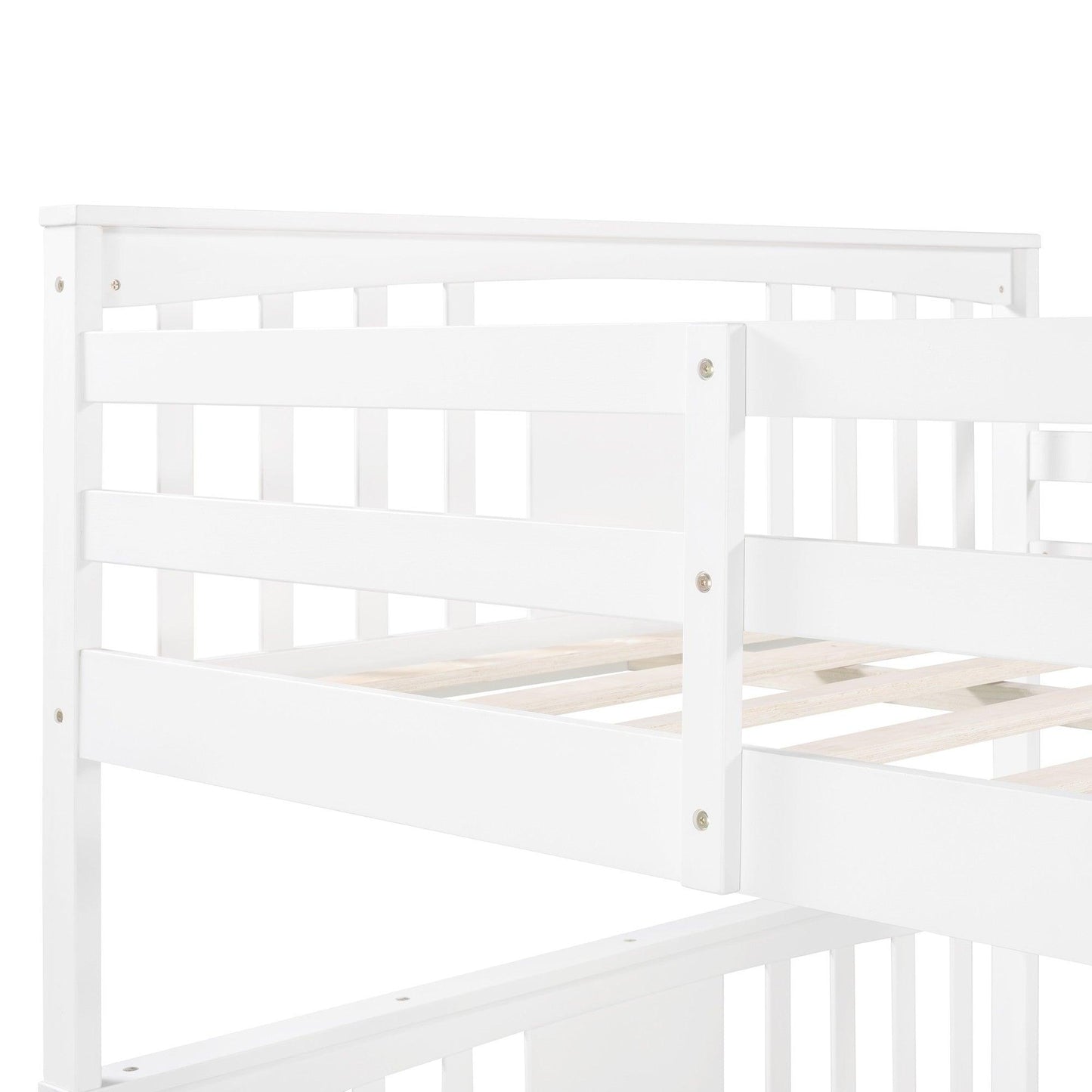 Modern White Full Over Full Bunk Bed with Two Drawers - FurniFindUSA