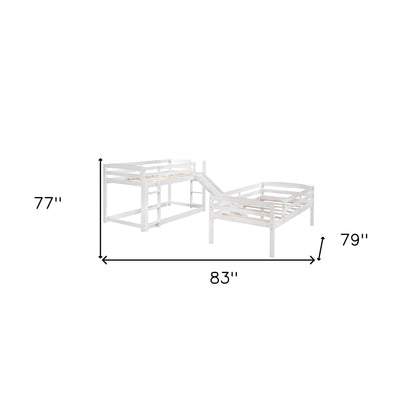 White Triple Bunk Twin Sized Bed with Slide - FurniFindUSA