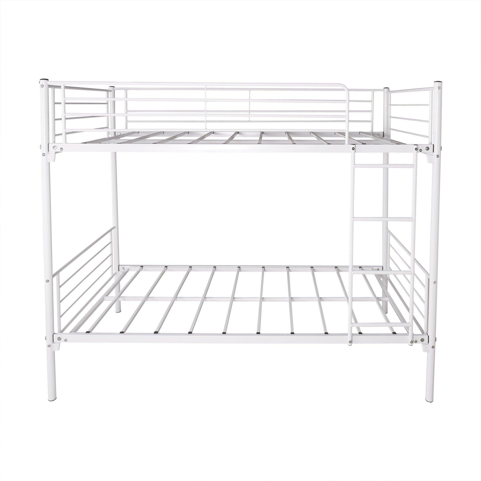 White Heavy Duty Twin Over Full Metal Bunk Bed - FurniFindUSA
