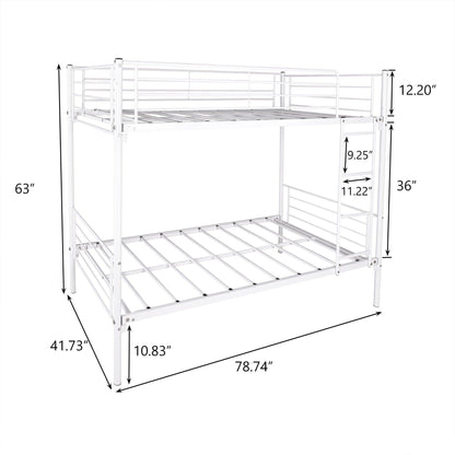 White Heavy Duty Twin Over Full Metal Bunk Bed - FurniFindUSA