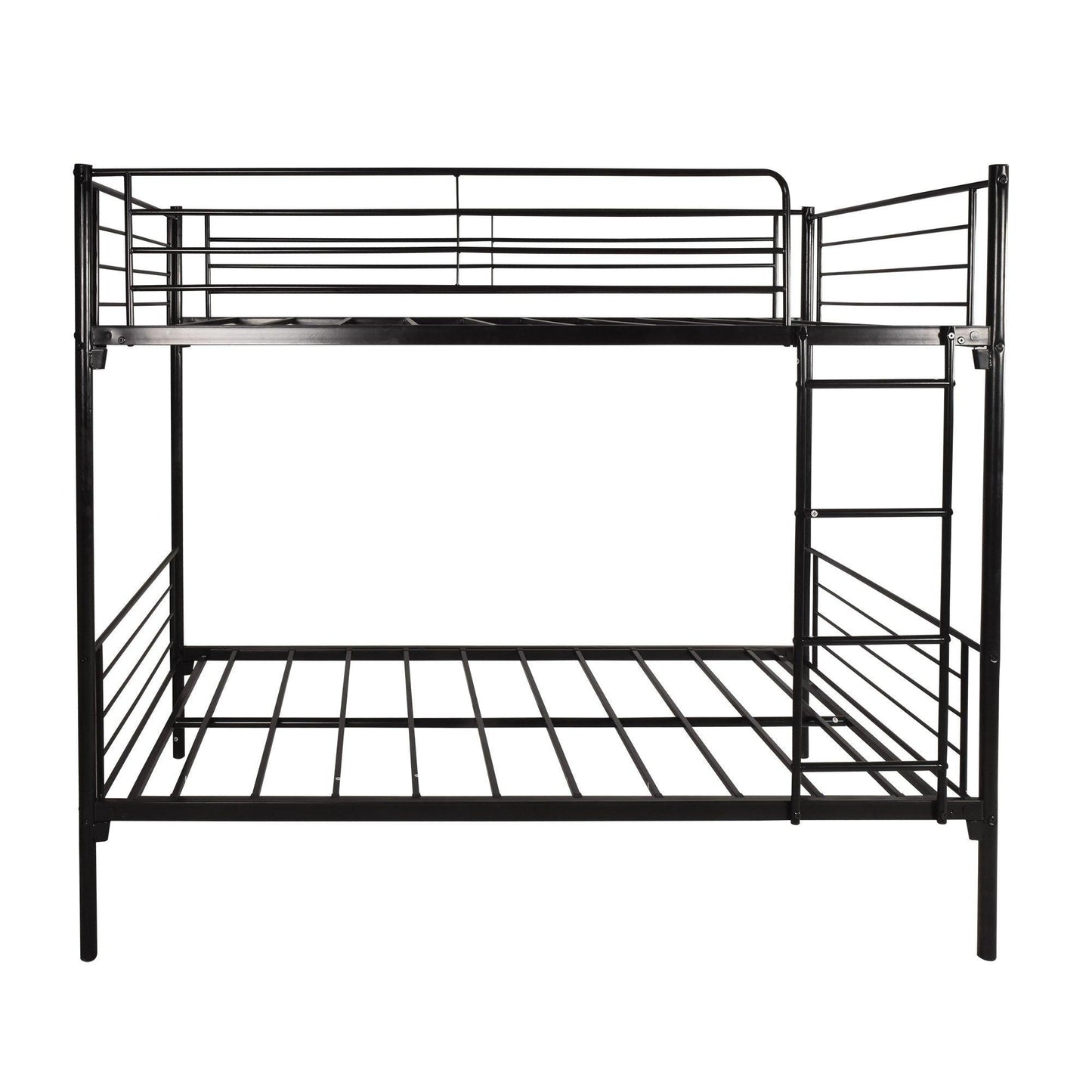 Black Heavy Duty Twin Over Twin Metal Bunk Bed with Ladder - FurniFindUSA