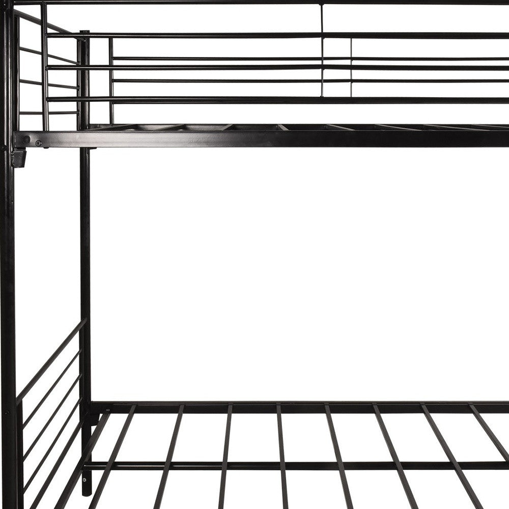 Black Heavy Duty Twin Over Twin Metal Bunk Bed with Ladder