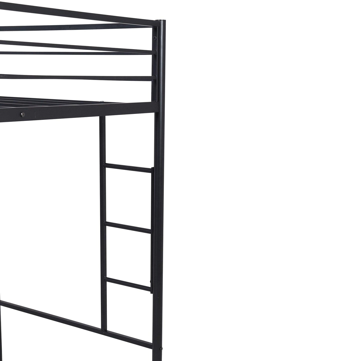 Black Metal Twin Size Loft Bed with Desk - FurniFindUSA