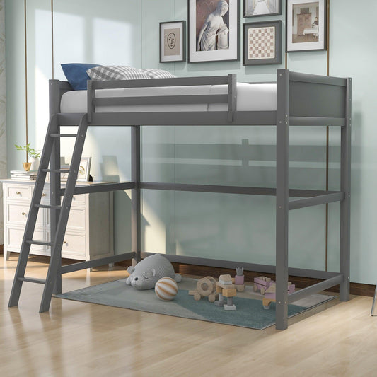 Gray Twin Size High Loft Bed - FurniFindUSA