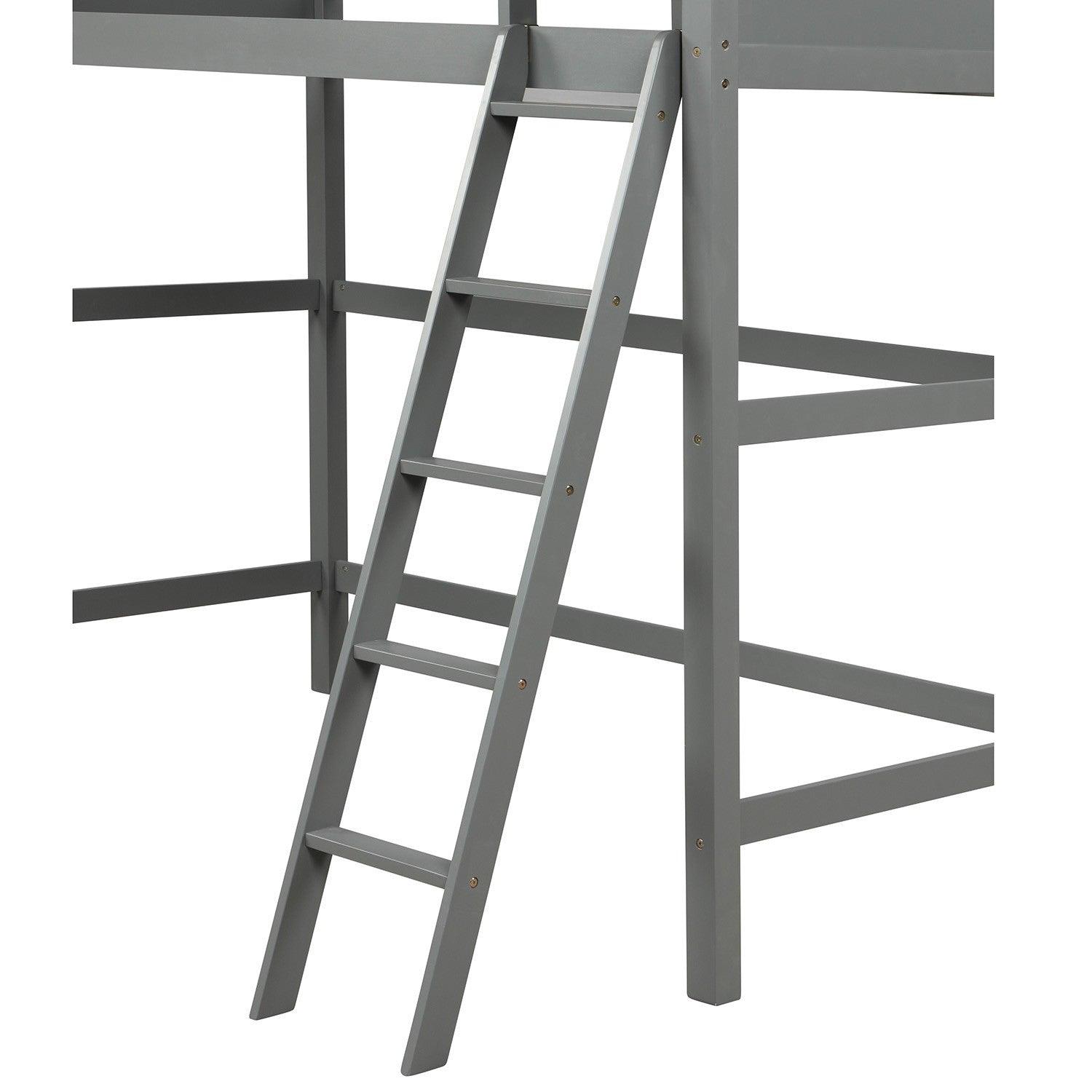 Gray Twin Size High Loft Bed - FurniFindUSA