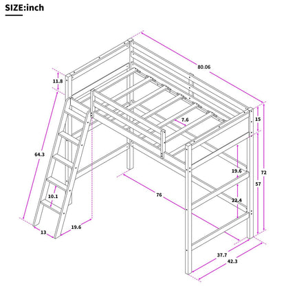 Gray Twin Size High Loft Bed - FurniFindUSA