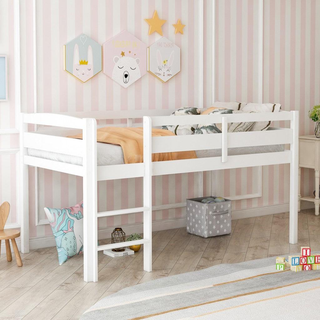 White Twin Size Lof Loft Bed - FurniFindUSA