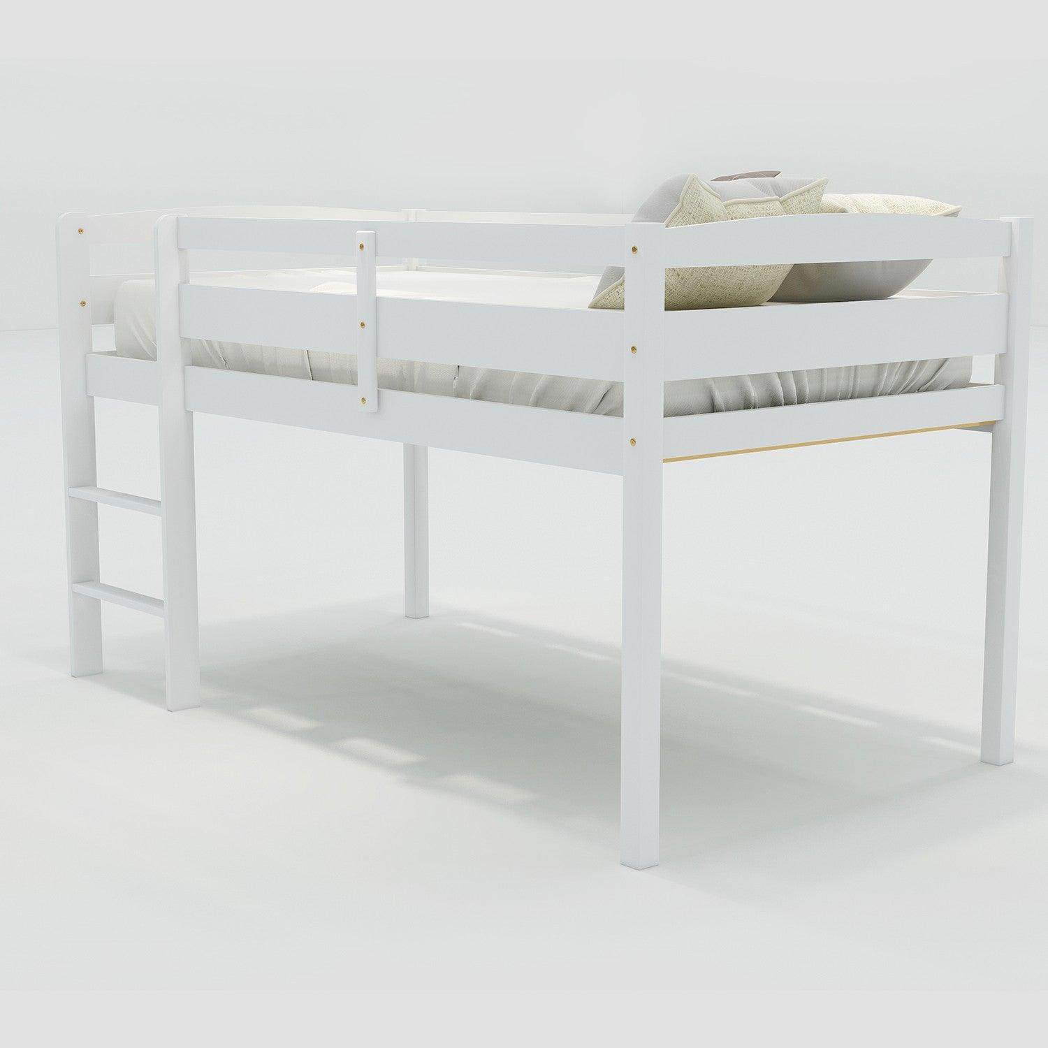 White Twin Size Lof Loft Bed - FurniFindUSA