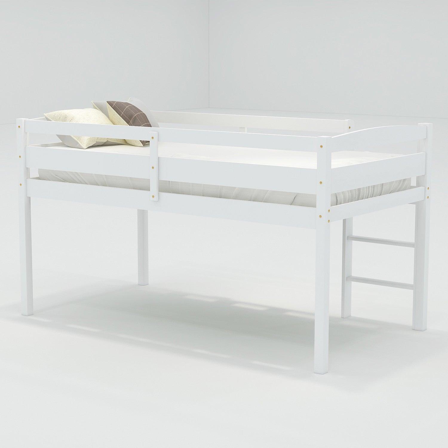 White Twin Size Lof Loft Bed - FurniFindUSA