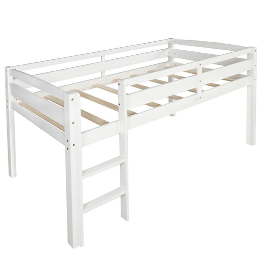 White Twin Size Lof Loft Bed - FurniFindUSA