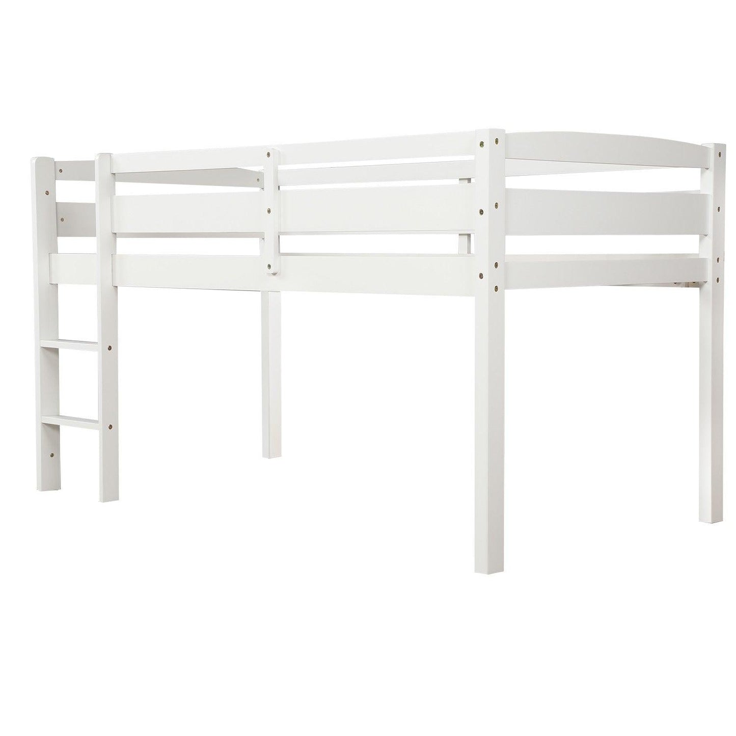 White Twin Size Lof Loft Bed - FurniFindUSA