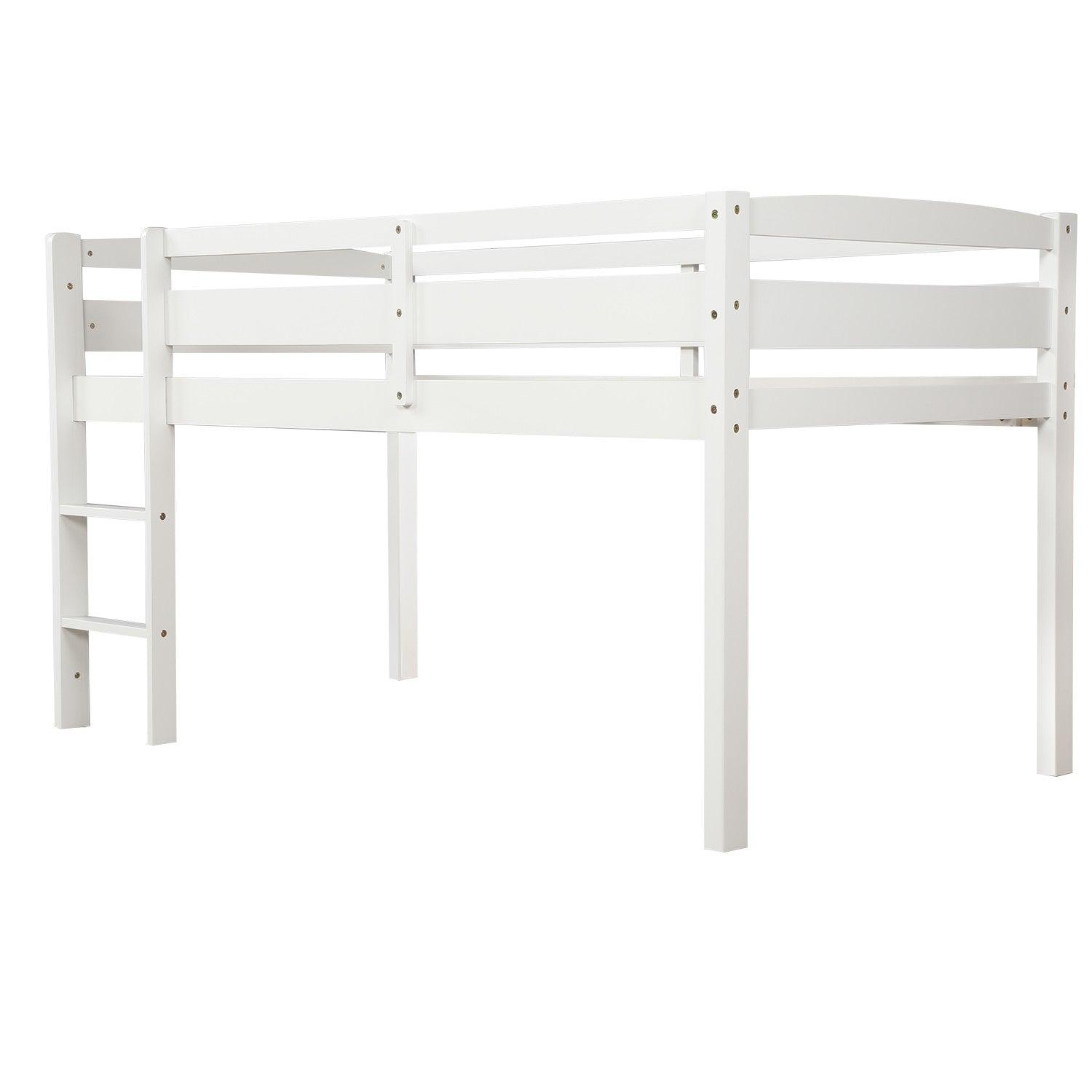 White Twin Size Lof Loft Bed - FurniFindUSA