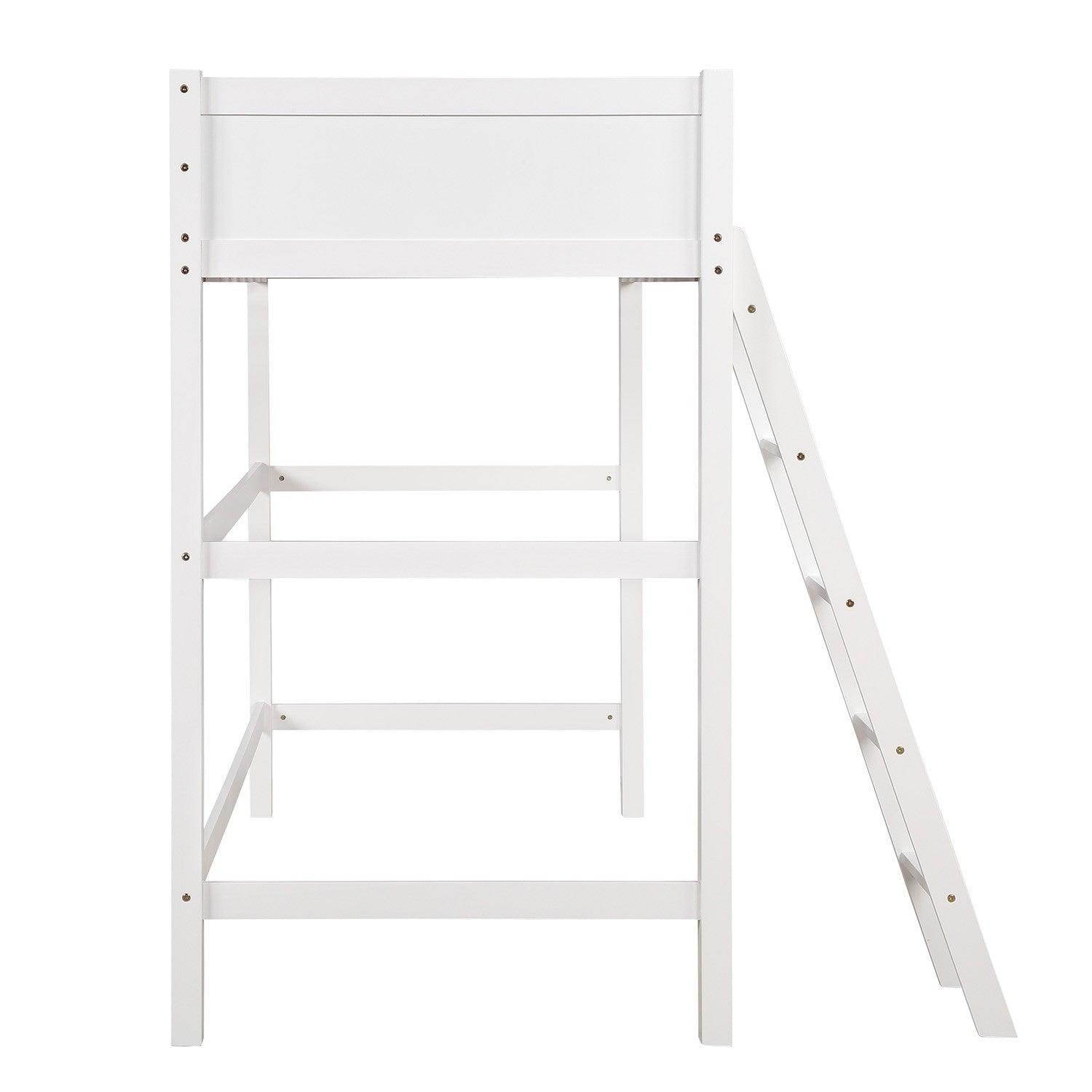 White Twin Size High Loft Bed - FurniFindUSA