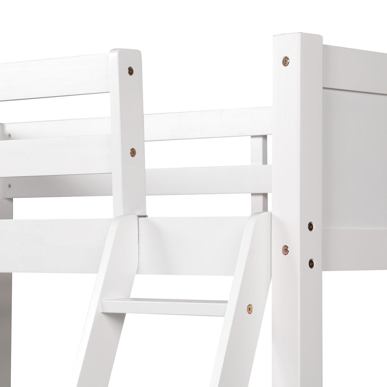 White Twin Size High Loft Bed - FurniFindUSA