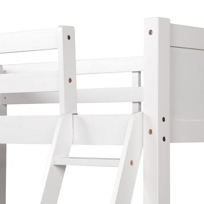 White Twin Size High Loft Bed - FurniFindUSA