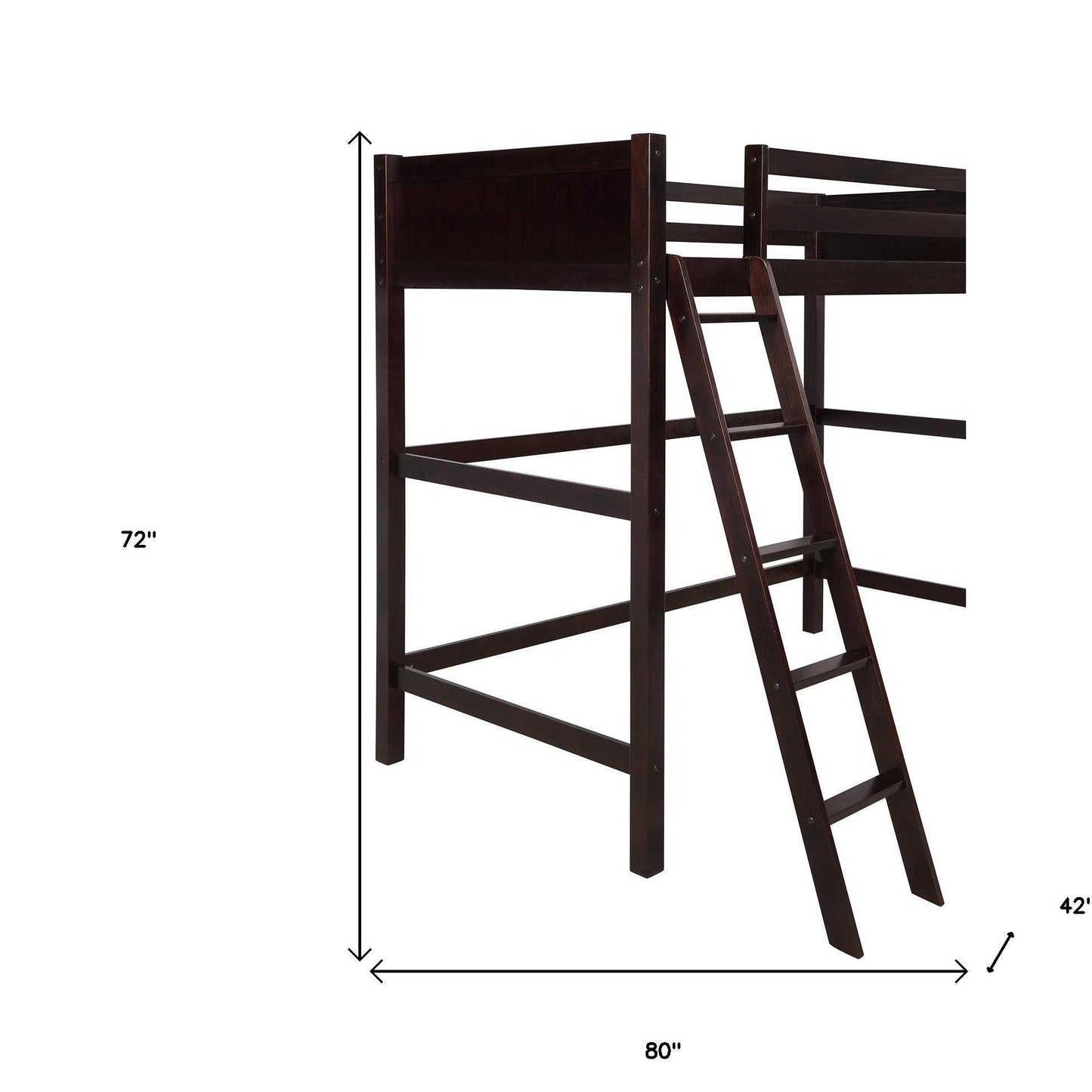 Brown Twin Size Hight Loft Bed - FurniFindUSA