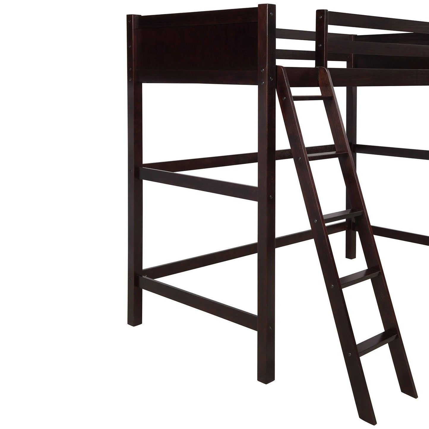 Brown Twin Size Hight Loft Bed - FurniFindUSA