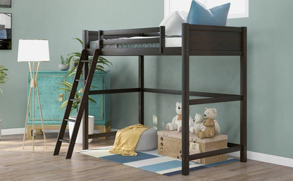 Brown Twin Size Hight Loft Bed - FurniFindUSA