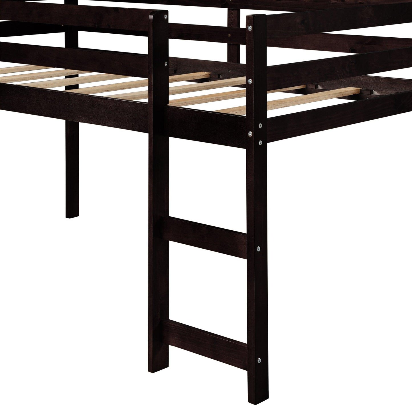 Brown Low Loft Bed With Slide - FurniFindUSA