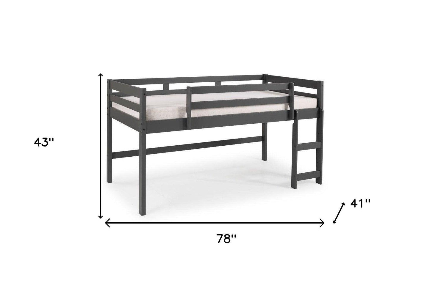 Twin Loft Bed Gray Finish - FurniFindUSA