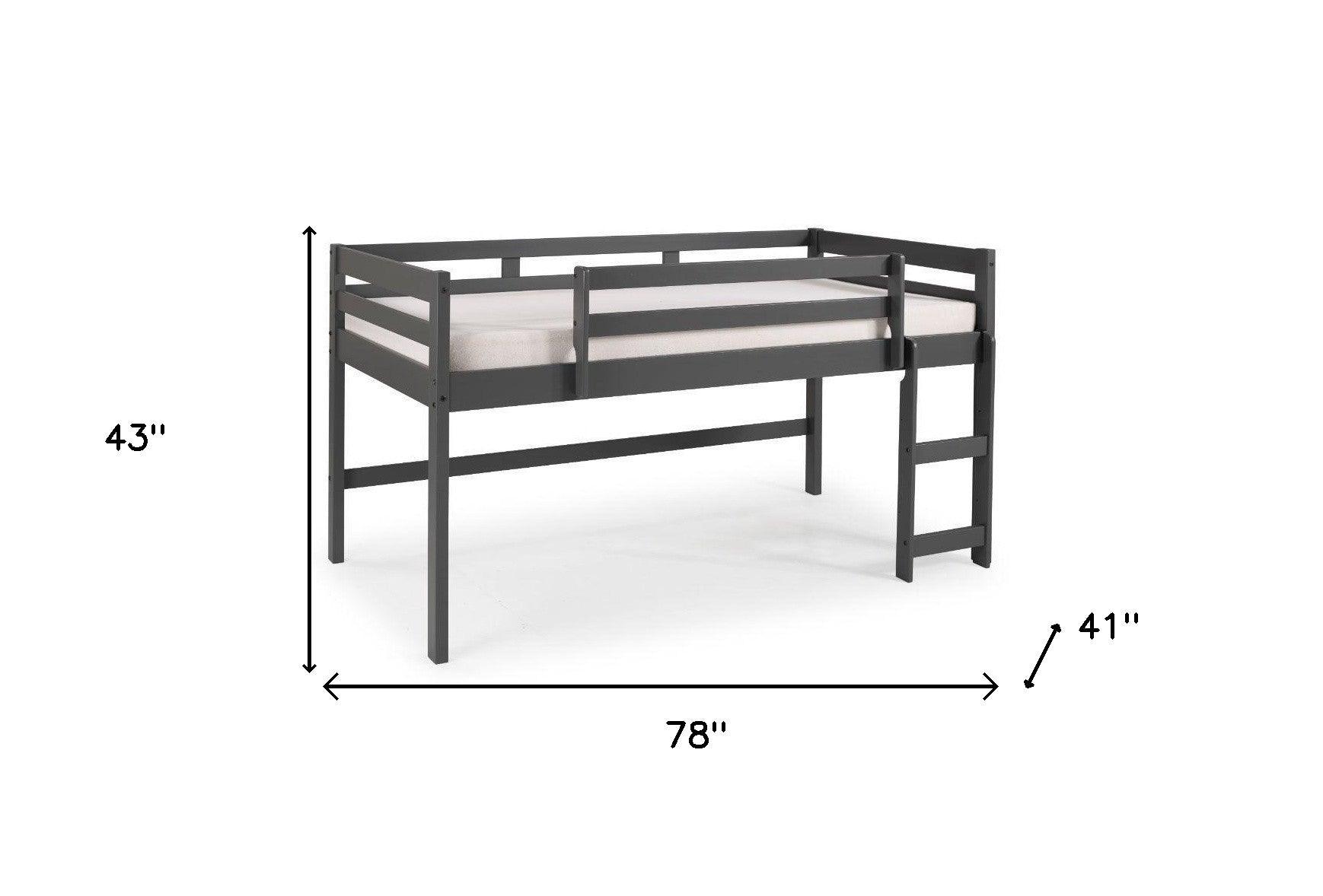 Twin Loft Bed Gray Finish - FurniFindUSA