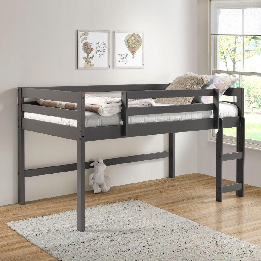 Twin Loft Bed Gray Finish - FurniFindUSA