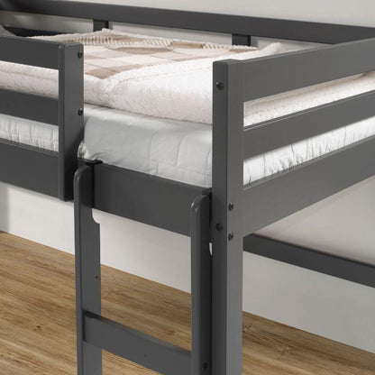 Twin Loft Bed Gray Finish - FurniFindUSA